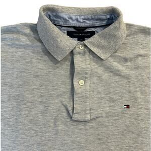 Tommy Hilfiger Light Gray Short Sleeve Collared Classic Polo Shirt 100% Cotton L